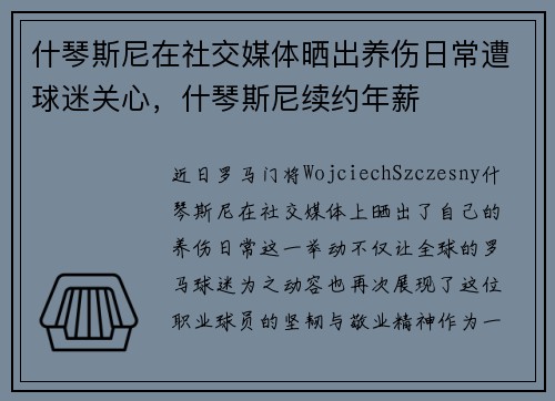 什琴斯尼在社交媒体晒出养伤日常遭球迷关心，什琴斯尼续约年薪